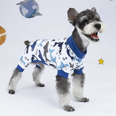XPUDAC 4 Pack Dog Pajamas Comfy Strechy Doggie Pjs Puppy Clothes for Small Medium Dogs Boy Girl Cat Pet Outfits, L