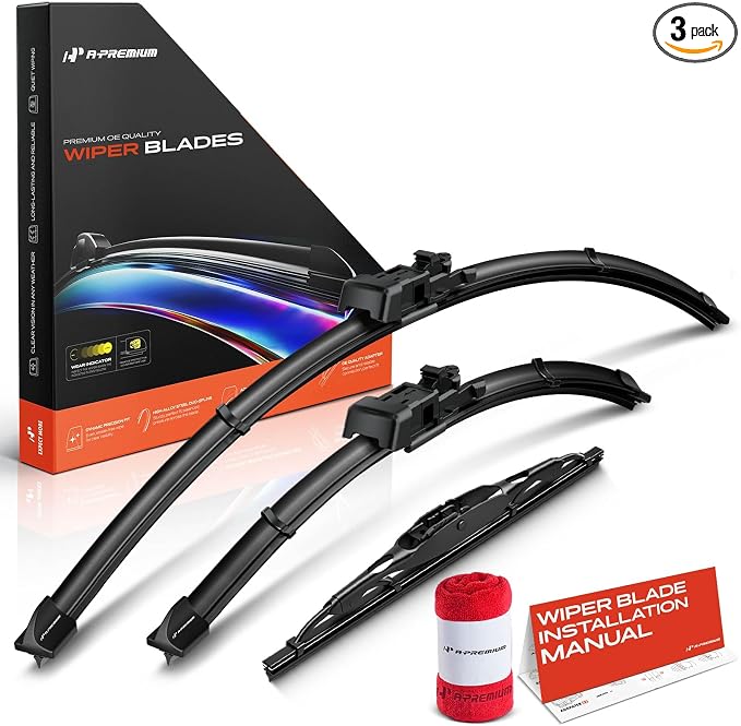 A-Premium 26"+14"+10" Windshield Wiper Blades with Wear Indicator & Towel | Compatible with Buick Encore 2013-2022, Front Rear Wipers Blade Set, TLP/Hook Arm Connector, Pack of 3