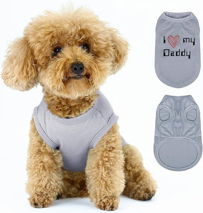 Expressive Pet Vest: Sleeveless Dog Shirt with 'I Love My Daddy' Slogan, Ideal for Chihuahuas, Poodles, Yorkies, and More - Adorable Design, Ultimate Comfort, Easy Maintenance! Gray X-Large