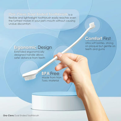Dual-Sided Toothbrush for Dogs & Cats, Pet Toothbrush with Double Head Design for Small Medium Large Pets, Soft Bristles for Gentle Teeth Cleaning, Dog & Cat Dental Care Brush