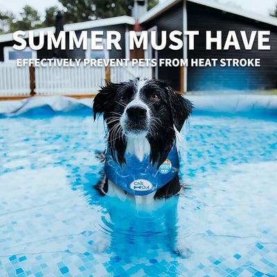 ALL FOR PAWS Dog Cooling Bandana, Cooling Bandanas for Large Dogs, Dog Cooling Neck Wrap, Cooling Scarf for Dogs, Blue Ice Dog Neck Cooler for Summer (L)