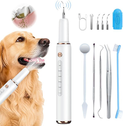Dog Plaque Remover for Teeth - Electric Tartar Remover with LED Light, 5 Adjustable Modes, Dog Teeth Cleaning Kit, Safe Pet Tooth Cleaner, Dental Care Tool for Dogs