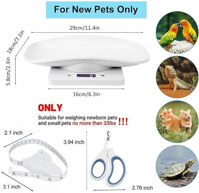 Digital Pet Scale,Puppy Scales for Weighing,Digital Small Animals Scales for Weighing,Whelping Supplies,Kitten Scale,Baby Scales for Newborn Dog Cat Crawl Pet,Capacity up to 33 lb,for New Pets Only
