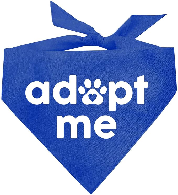 Adopt Me Dog Bandana | 100% Cotton | Made in USA | Adoption Event Prop Photoshoot | Rescue | Puppy | New Dog | Royal, One Size (326)
