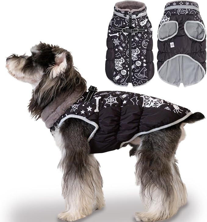 Cozy Waterproof Thick Dog Winter Coat Doggie Jacket Warm Pet Clothes Comfortable Puffer Dog Vest for Small Medium Large Dogs with Harness Hole YRFN10M