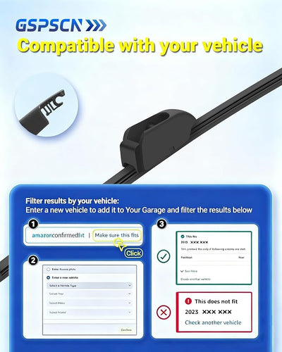 GSPSCN 13" Rear Wiper Blade For Hyundai Elantra GT 2017-2013 /Jaguar E-Pace 2024-2018，F-Pace 2024-2017 / Kia Forte Forte5 2018-2014 /Alfa Romeo Stelvio 2023-2017 Rear Windshield Wiper Blades (13-P)