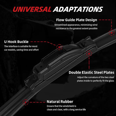 OTUAYAUTO Windshield Wiper Blades Replacement for Jeep Compass 2018-2022 All-Extreme Weather Performance Quiet No Trace Front and Rear Wipers U/J Hook 24"+18"+10" (Pack of 3)