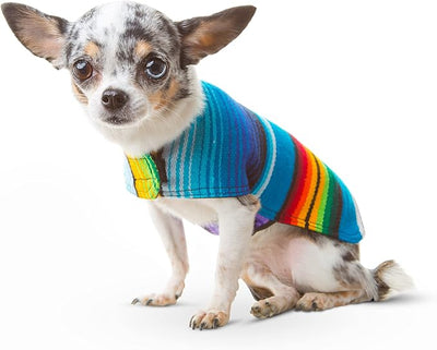 Dog Clothes - Handmade Dog Poncho from Authentic Mexican Blanket by Baja Ponchos (Blue, Small)