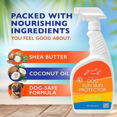 EBPP Dog Sunscreen Sun Skin Protector Spray 32 fl oz - Safe for All Breeds with No Zinc Oxide - Pet Protection and Moisturizer for Skin, Coat, Nose, Ears