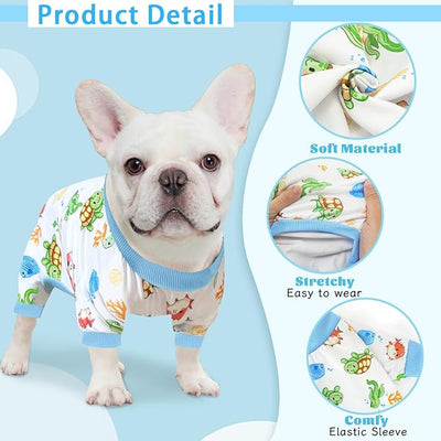 XPUDAC 4 Pack Dog Pajamas for Small Dogs, Puppy Clothes for Boy Girl Strechy Soft Pet Jumpsuit, Cat Onesie (X-Large)