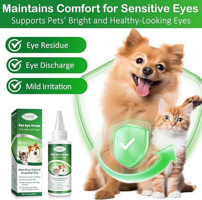 newseel Pet Eye Drops for Dogs & Cats, Relieve Eyes Itching & Irritation, Pink Eye & Allergies Symptoms, Used to Clean Tear Stainsand Relieve Dryness - Suitable for All Animals - 60ML