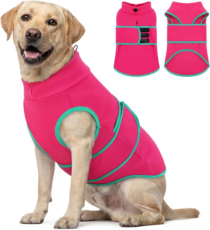 Breathable Dog Anxiety Calming Vest,Adjustable &Lightweight Dog Calming Shirt for Thunder,Fireworks,Separation,Dogs Stress and Anxiety Relief Coat,Compression Shirt for Large Dogs,Rosered,XL