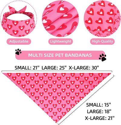Valentine's Dog Bandanas Small 2PCS, Triangle Reversible Sweetheart Scarf for Boy and Girl, Love Bibs Accessories for Small XS Dogs Cats
