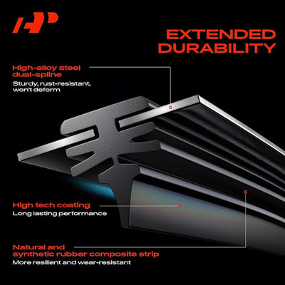 A-Premium 13"+13"+18" Windshield Wiper Blades with Wear Indicator & Towel | Compatible with Jeep TJ Series Wrangler 1997-2006, Front Rear Wipers Blade Set for Hook/Hook Arm Connector, Pack of 3