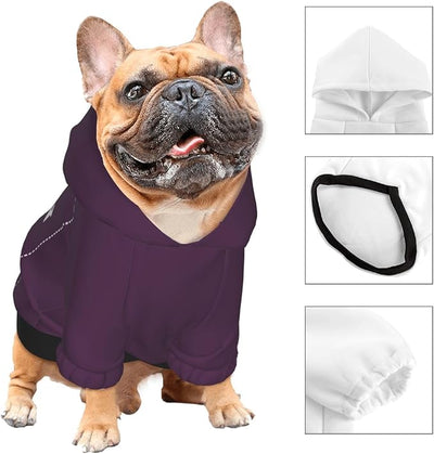 Personalized Chihuahua Dog Hoodie, Custom Pet Warm Sweatshirt Costume with Name Number Photo, Customize ID Clothes for Pupppy Kitten Dogs Cats, PlumPurple, S