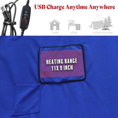 Kirkwood Kitchen Heated Blanket with USB Power, Soft Portable Outdoor Blanket, Stadium Blanket, Picnic Blanket, for Traveling, Camping, Hiking & Outdoor Activities or Wheelchair Use, Blue