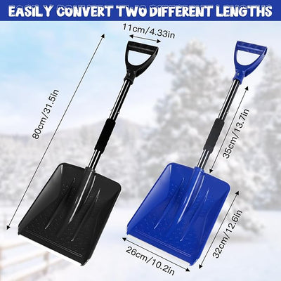 Snow Shovel，2025 Upgraded Lightweight Steel Handle Snow Removal Tool, Kids Snow Shovel, Suitable for Emergencies, Car Driveways, Gardens, Camping (Blue