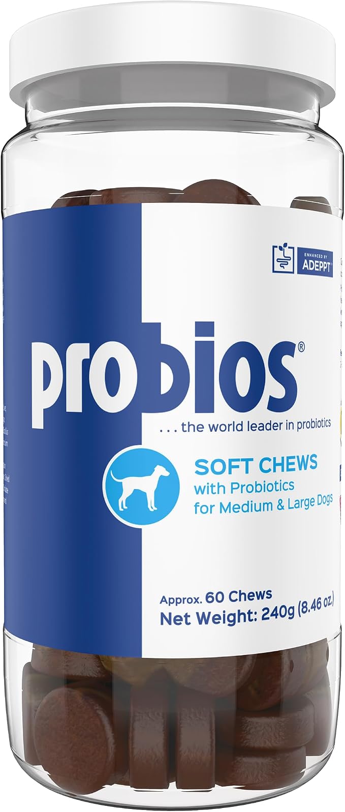 for Dogs Soft Chews, Daily Probiotic Supplement for Gut Health, Digestion and Immune Support Medium and Large Breeds, Chicken Liver Flavor, 8.46oz 60 Chews