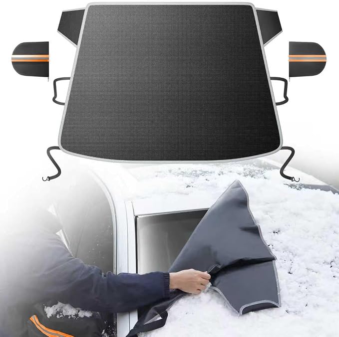 DooGooCoo [2026 Upgraded] Car Windshield Cover for Ice and Snow [700D Waterproof Fabric]-Windshield Snow Cover for Winter Snow & Frost, Suitable for Cars, SUVs, and Trucks - Large
