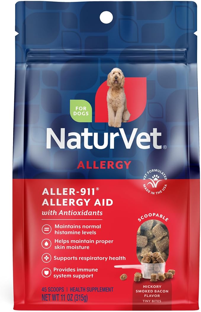 Scoopables Aller-911 Dog Allergy Support Vitamins - Supports Immunity & Seasonal Allergies in Dogs - Hickory Smoked Bacon Flavored Pet Health Supplement | 11oz Bag