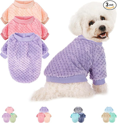 POMIU Dog Sweater, Dog Sweaters for Small Medium Dogs or Cat, Warm Soft Flannel Pet Clothes for Dogs Girl or Boy, Dog Shirt Coat Jacket (Peach+Purple+Rose, XX-Large)
