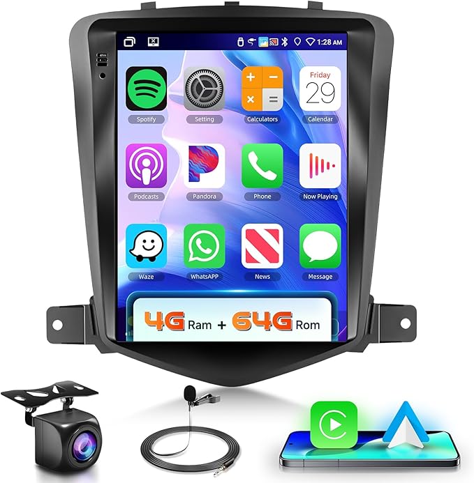 Android 13.0 Car Radio for Chevrolet Cruze 2009-2015 with Wireless CarPlay Android Auto, 9.7 inch IPS Touchscreen Head Unit with GPS WiFi Bluetooth 5.0 USB DSP Audio SWC 4G+64G
