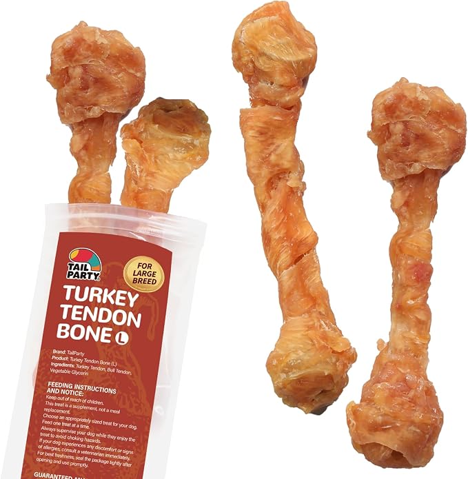 Turkey Tendons for Dogs (Bone, L, 4 oz), All Natural Dental Chews for Large Dogs, Rawhide Alternative, Long-Lasting Training-Reward Treats for Health-Conscious Pet Owners