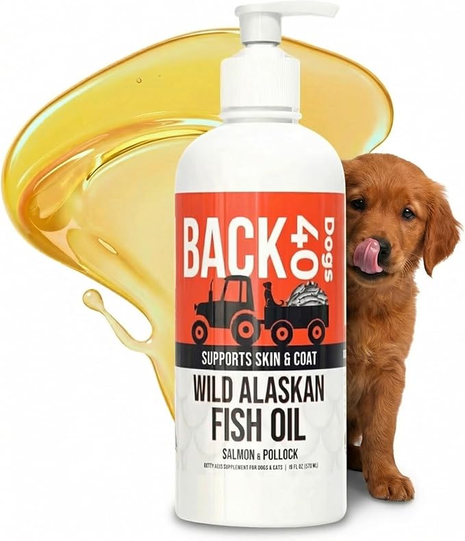 Wild Alaskan Fish Oil for Dogs, Skin and Coat Supplement for Dogs & Cats, Omega-3-Rich Salmon and Pollock Oil, EPA & DHA Dog Salmon Oil for Brain, Heart, and Joints 16 fl oz (473 ml)