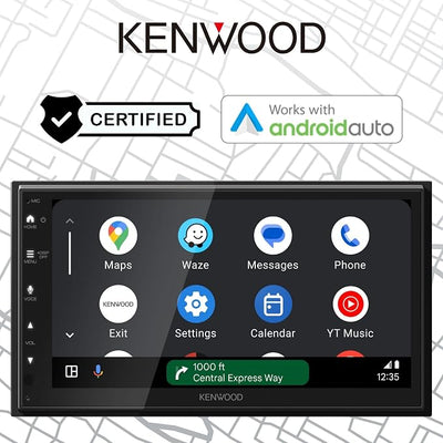 KENWOOD DMX4710S Digital Car Stereo (50W x 6-Ch), Wired Apple CarPlay & Android Auto, Bluetooth-Enabled Head Unit with 6.8" LCD Display, Single DIN Touchscreen Car Stereo with USB Mirroring
