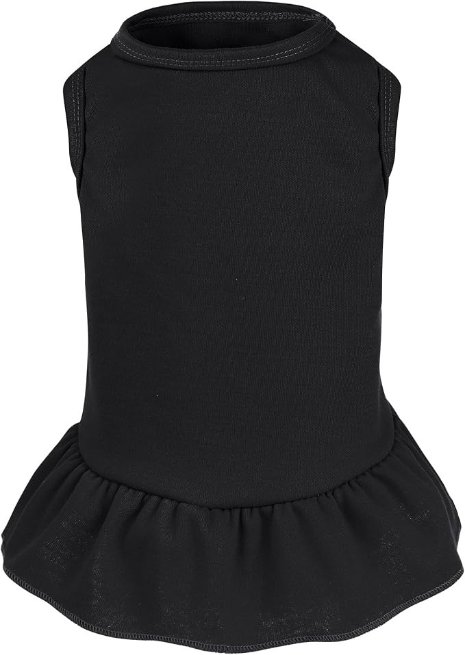Dog Dresses Cat Skirt Solid Color Dog Clothes Summer Sleeveless Puppy Girl Clothes for Small Pet Dogs Cats (Black, X-Small)