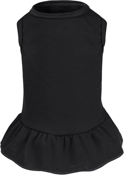 Dog Dresses Cat Skirt Solid Color Dog Clothes Summer Sleeveless Puppy Girl Clothes for Small Pet Dogs Cats (Black, Small)