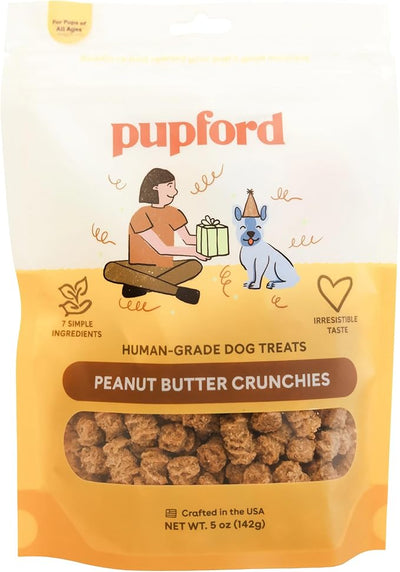 Pupford Peanut Butter Crunchies, All-Natural, Human-Grade Crunchy Treat for Dogs & Puppies (8 oz)