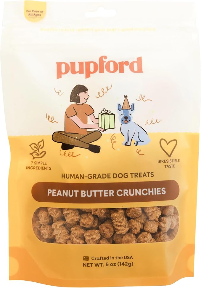 Peanut Butter Crunchies, All-Natural, Human-Grade Crunchy Treat for Dogs & Puppies (8 oz)