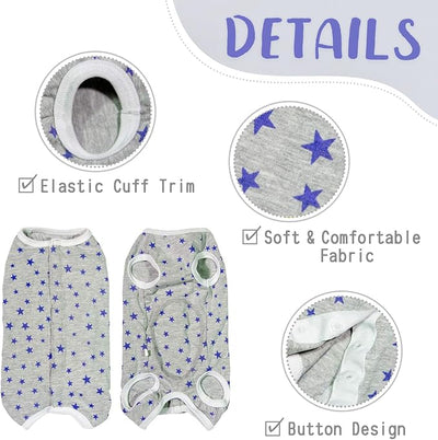 Dog's Recovery Suit Post Surgery Shirt for Puppy, Small Dog Surgical Recovery Suit for Female Male Dogs, Dog Onesie Protect Surgical Wound(Grey Stars-l)