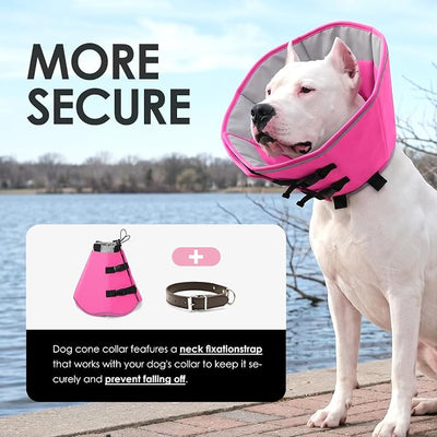 AOFITEE Soft Dog Cone Collar, Adjustable Dog Cones Alternative for Small Dogs, Cone for Dogs to Stop Licking, Elizabethan Recovery Cones After Surgery with Quick Release Buckle(PinkGrey,Small)
