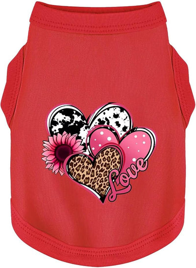 Discover Cozy Cotton Canine Wear: Soft, Lightweight, and Breathable Dog Shirt Vest with Eye-Catching Graphics (Hearts and Love), Keeping Your Furry Friend Comfy! Red 3XL