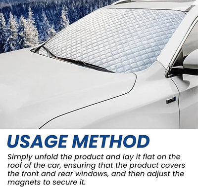 Magnetic Windshield Snow Cover, Ice and Frost Protection Shield with 5 Magnets, UV-Resistant, Waterproof