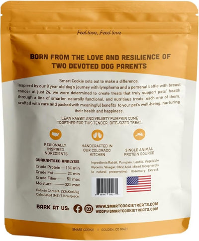 Smart Cookie Healthy Soft Dog Treats - Rabbit & Pumpkin - Grain Free Limited Ingredient Training Treats for Dogs with Sensitive Stomach & Allergies, Natural Novel Protein, Made in the USA (5oz.)