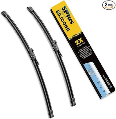 5 PLUS Premium Silicone Wiper Blades 24"+20" Front Windshield Wipers 2-PACK | 5 PLUS Wipers Fits 2020-2026 Ford Escape, Waterproof Rain Wiping, Streak-Free Visibility, Long Lasting Harsh Weather Design