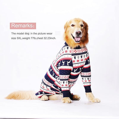 Dog Recovery Suit After Surgery Female Male, Medium Large Dog Neuter Shirt Cone Alternatives Prevent Licking Surgical Onesies (Christmas Blue, 5XL)