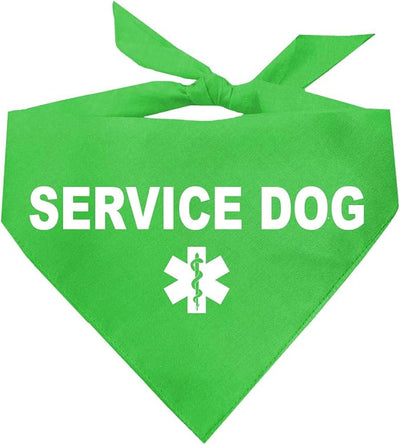 Service Dog Dog Bandana | 100% Cotton Adjustable Triangle |Service Dog | Working Animal | Assistance |Lime, One Size (307)