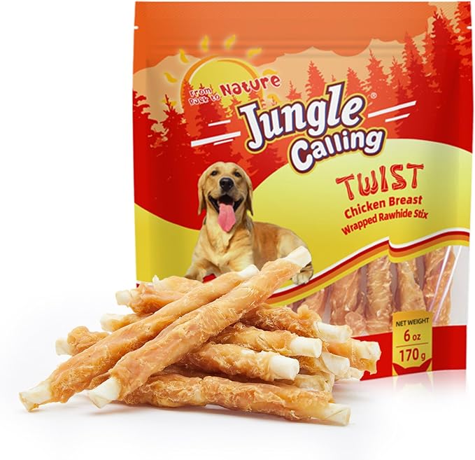 Dog Treats, Chicken Wrapped Rawhide Sticks for Dogs, Delicious and Nutritious Training Reward Treats and Dog Chews Snacks, 6 oz