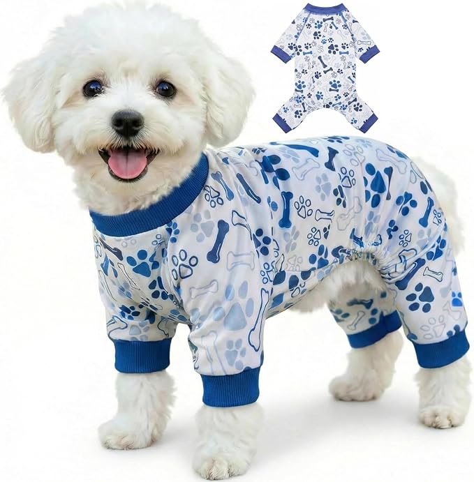 Vet-Approved Dog Onesie Pajamas for Small Medium Dog Pjs, Ultra-Premium Hypoallergenic Polyester, Lightweight, Breathable & Won't Overheat, Gentler on Skin, Size S (Pet: 4-6lbs)
