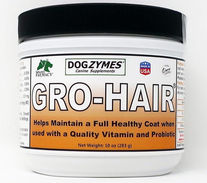 GRO-Hair for Length of Coat or Feathering, Fast Coat Growth or When sparse Coat and/or Bald Spots Need to Fill in.
