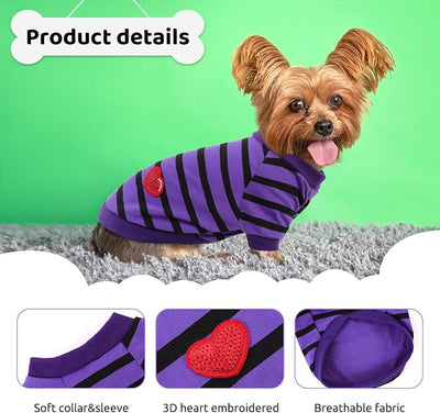 Dog Shirts for Small Dogs, Striped T-Shirts Dog Vest Pet Apparel Tee Shirts Spring Summer Suitable for Small and Medium Large Pets French Bulldog Bichon, Violet XS
