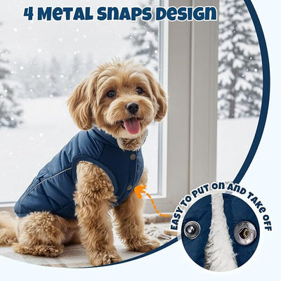 SlowTon Dog Coat - Warm Dog Winter Coat Waterproof, Reflective Winter Jacket with Pocket, Puppy Fleece Vest Pet Apparel Cold Weather Clothes for Small Medium Large Dogs Boy Girl (Navy, XS)