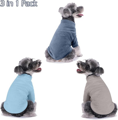 GYALAPERI Dog Sweater, 3 Pack Dog Sweaters for Small Dogs Girl Boy, Ultra Soft Warm Puppy Clothes Dog Coat for Winter (Gray+Azure+Navy, X-Small)