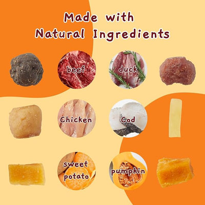 Jungle Calling Dog Treats,Dogs Kabob with Cod Stick, Rawhide-Free Chews, Made with Chicken, Duck, Beef, Sweet Potato and Pumpkin