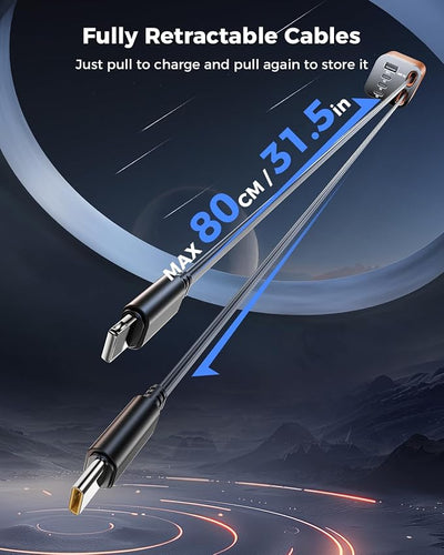 [Upgraded] 6 in 1 Retractable Car Charger, SUPERONE Smaller Fast Car Phone Charger 99W with Cord, USB C and iPhone Car Charger Adapter, Compatible iPhone 17/17 Pro Max/16/15/14/13/12/11, Sumsung