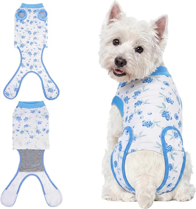 Recovery Suit for Dogs Cats, Dog Surgery Suit for Female Spay Male Neuter | Anti-Licking Dog Cone Alternative Onesie, Dog Surgical Recovery Suit After Abdominal Wounds, Blue, Large